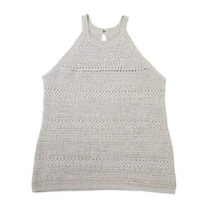 White House Black Market Sweater Size‎ Medium Beige Pullover Sparkle Sleeveless